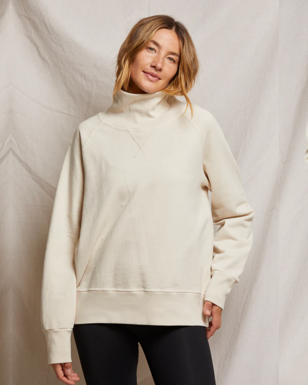 high mock neck sweatshirt light taupe neutral color