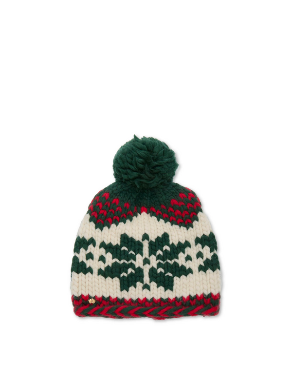 Lele Sadoughi Snowflake Beanie - Forest Crimson