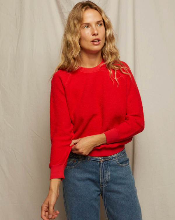 PWT Ziggy Inside Out Fleece Shrunken Crew in Poppy Red