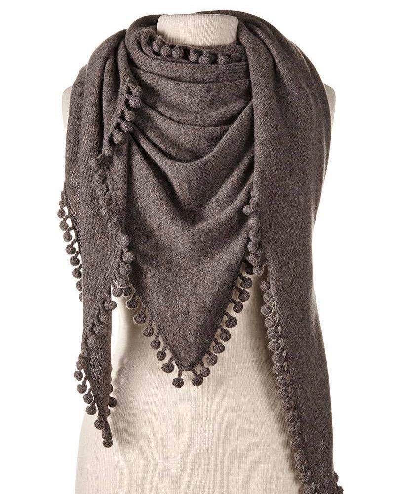 Captiva Cashmere Pom Pom Triangle Wrap