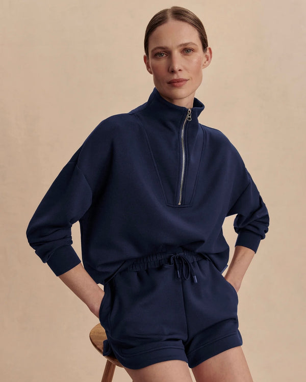 Varley Hawley Half Zip Sweat in Navy
