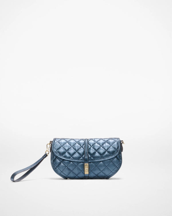 MZ Wallace Small Astor Convertible Clutch - Midnight Metallic Leather