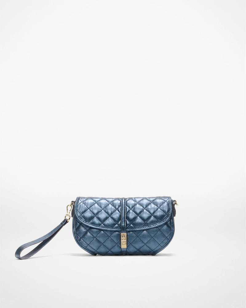 MZ Wallace Small Astor Convertible Clutch - Midnight Metallic Leather