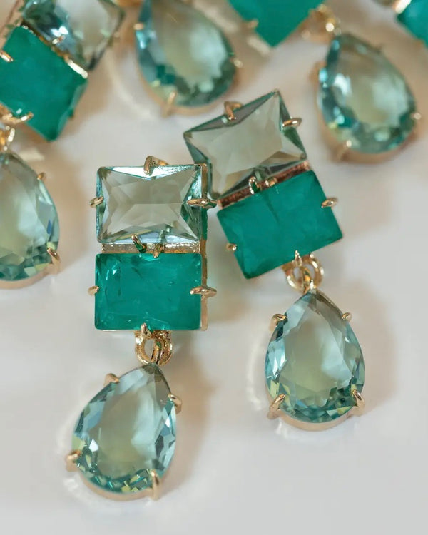 St. Armands Amalfi Turquoise Ombre Gem Drop Statement Earrings