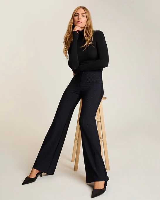 Commando Neoprene Stripe Wide Leg Pant in Navy Stripe