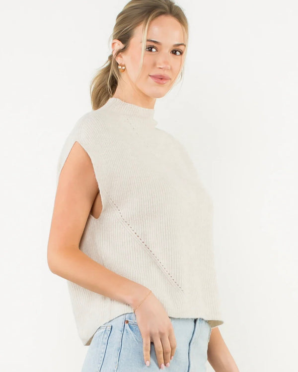 THML Sleeveless Mock Neck Knit Top