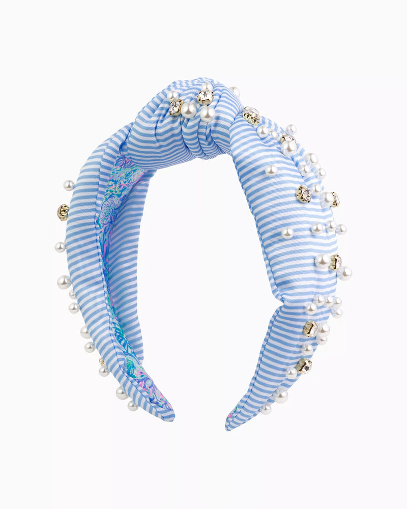Lilly Pulitzer Embellished Knotted Headband - Frenchie Blue Stripe