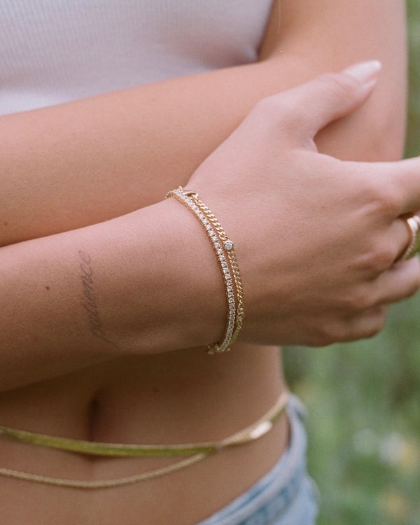 Mini Amina Tennis Bracelet - Gold 7"