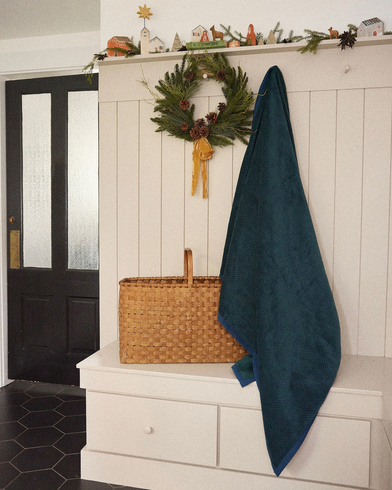 Harborview Herringbone Blue Spruce Blanket