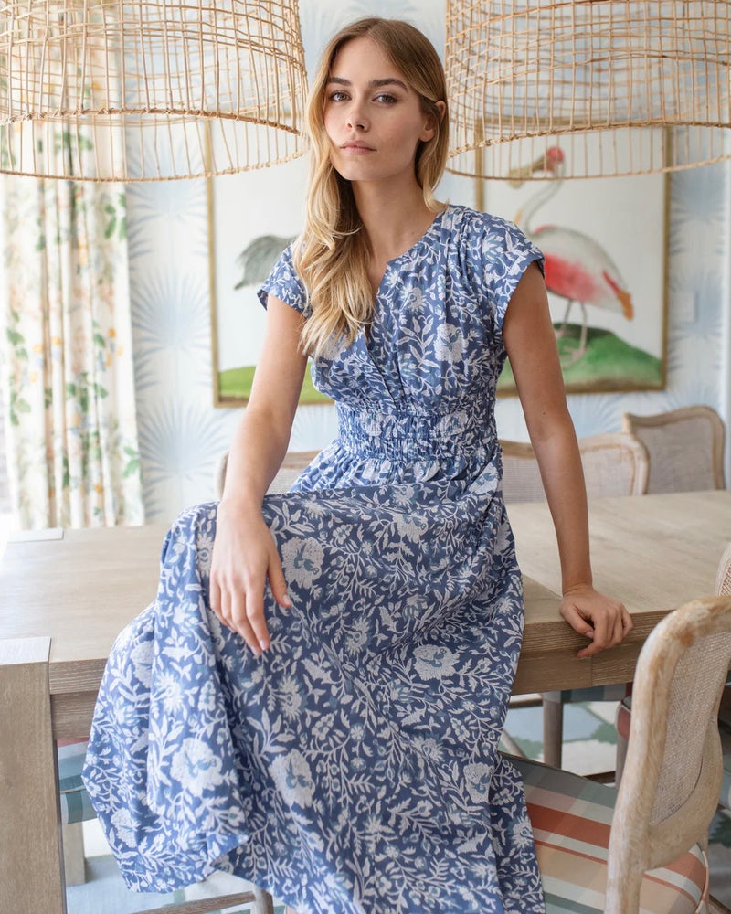 Marea Clara Dress in Indigo Blossom