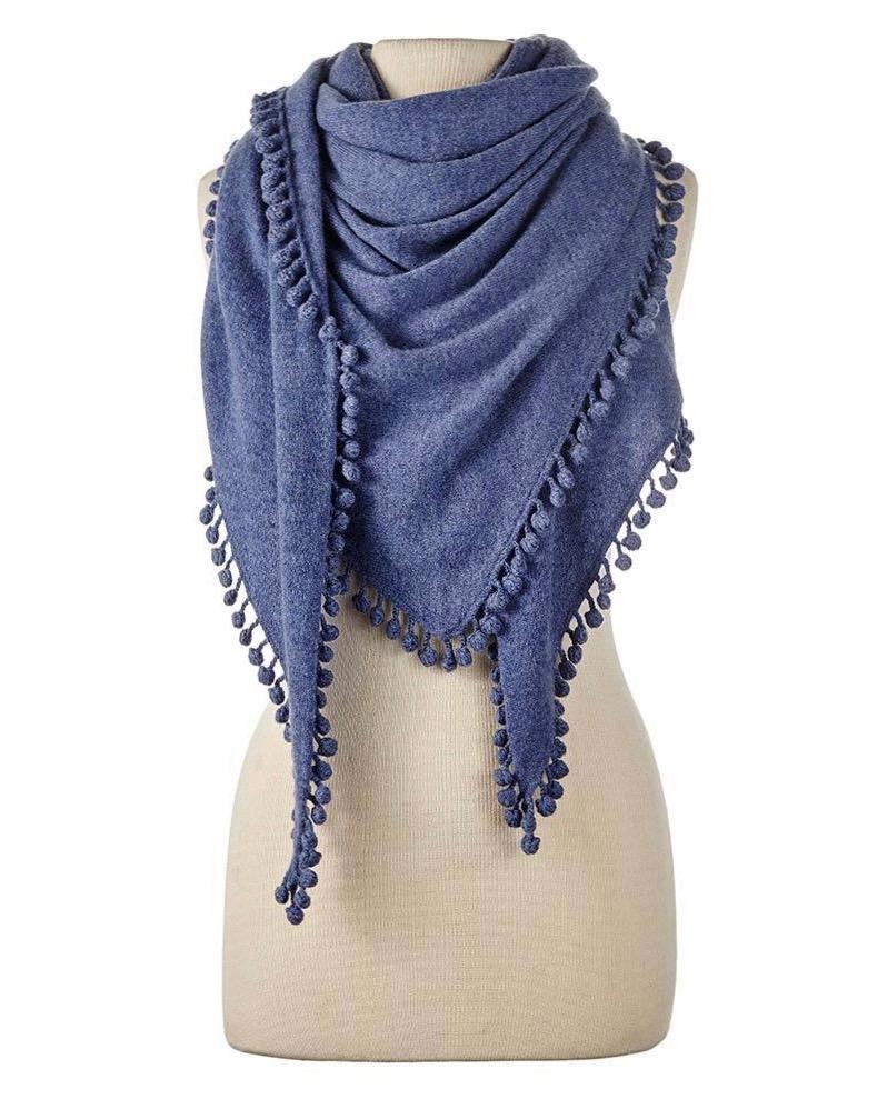 Captiva Cashmere Pom Pom Triangle Wrap