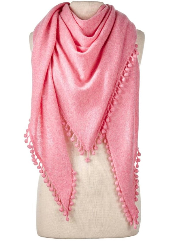 Captiva Cashmere Pom Pom Triangle Wrap