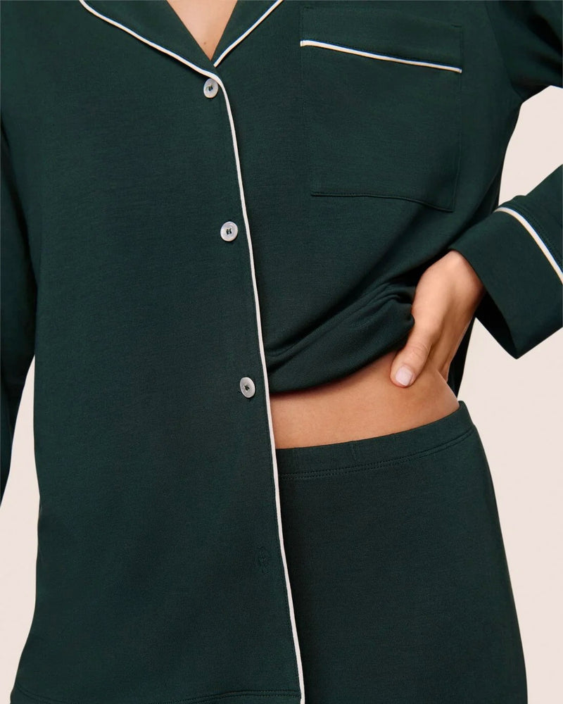 Eberjey Gisele Long PJ Set in Pine/Ivory