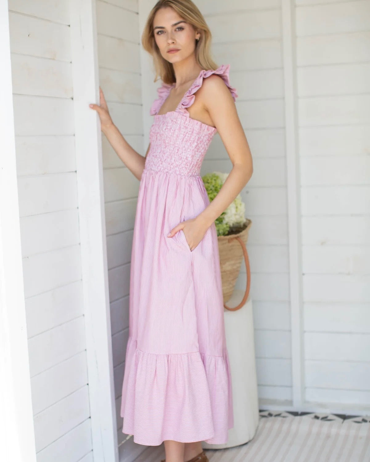 Marea Sasco Dress in Red Seersucker – Monelle Vermont
