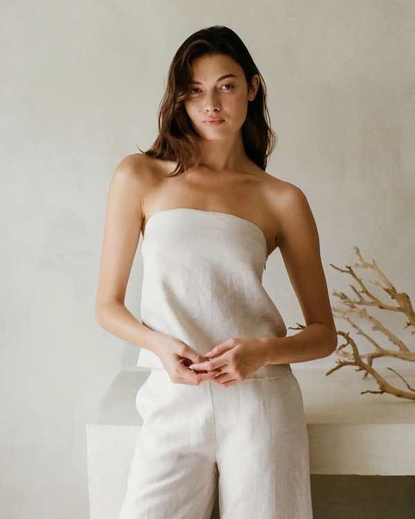 Linen Strapless Blouse