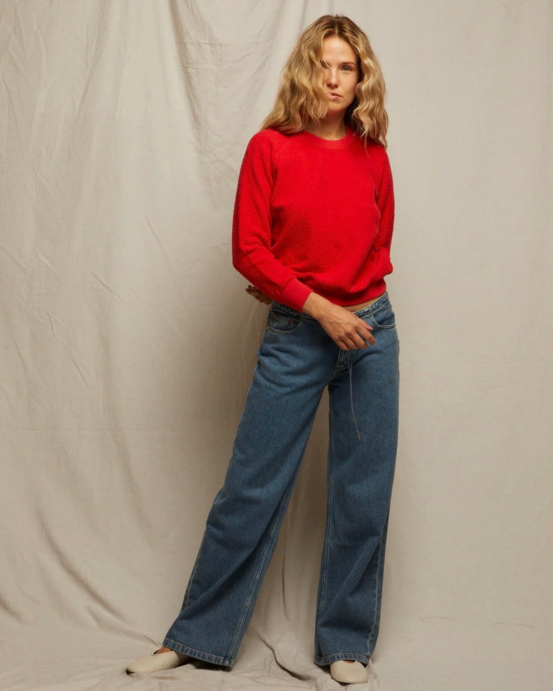 PWT Ziggy Inside Out Fleece Shrunken Crew in Poppy Red