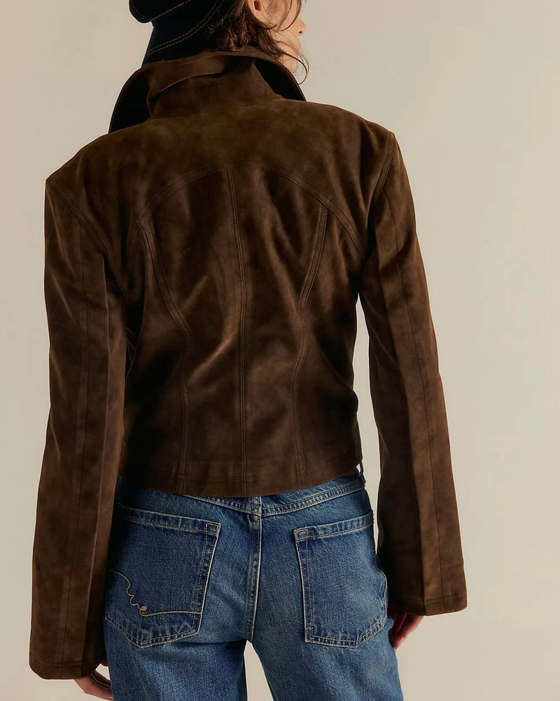 Free People River Vegan Jacket in Double Espresso