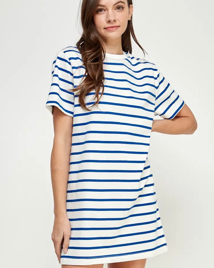 Burlington Harbor Marina Striped Tee-Shirt Dress