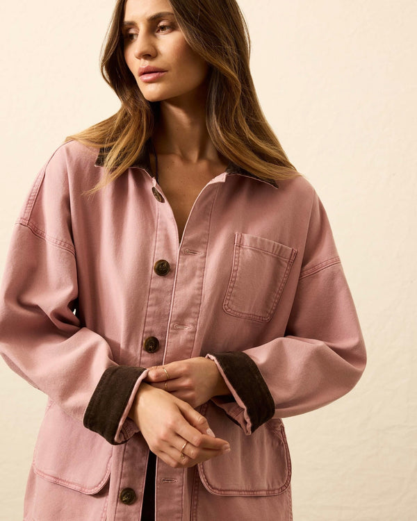 Faherty Sunwashed Canvas Barn Jacket in Nostalgia Rose