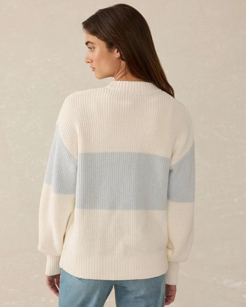 Faherty Sunwashed Fisherman Sweater in Sea Salt Stripe