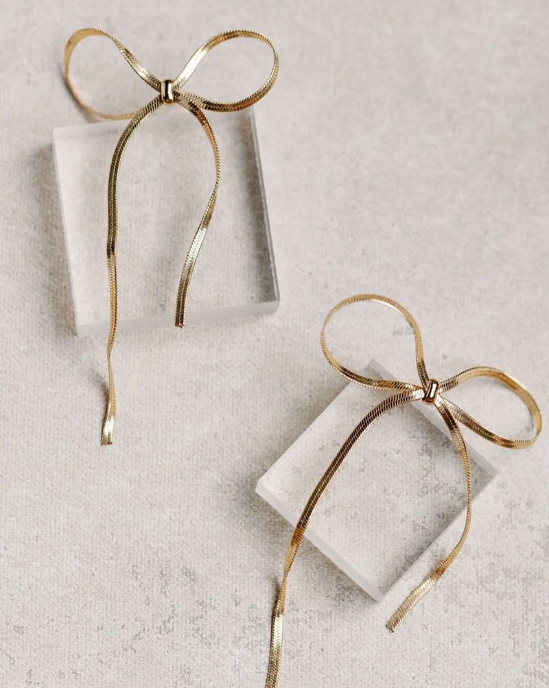 St. Armands Maxi Gold Duster Bow Earrings