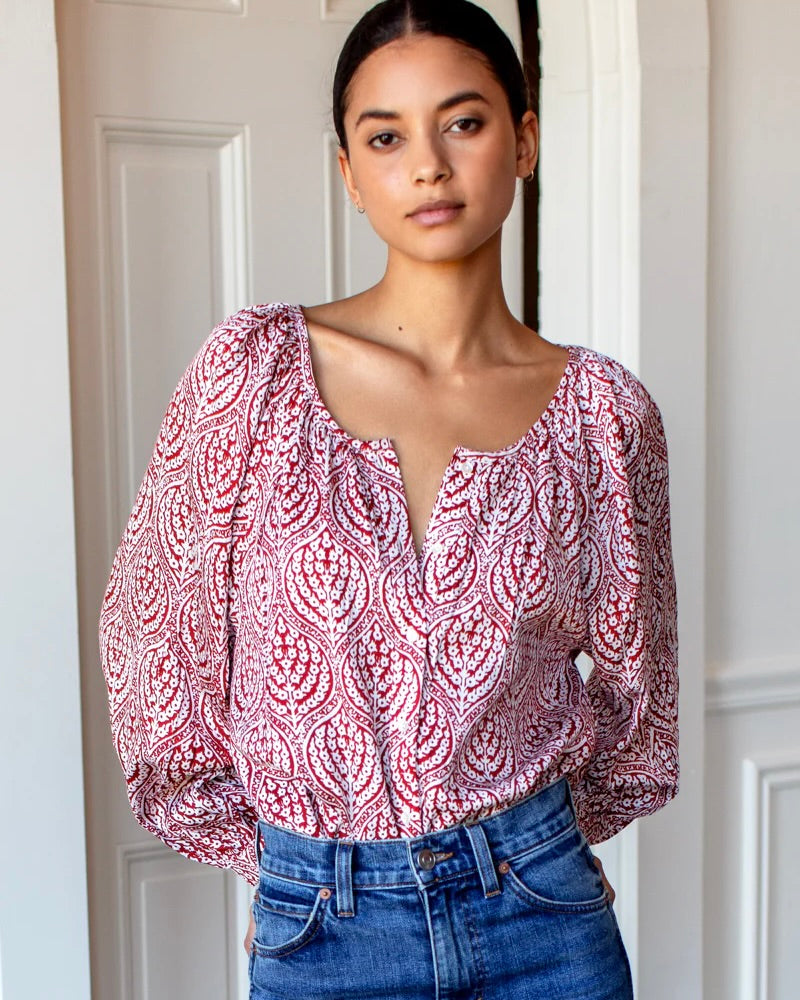 Emerson Fry Frances Blouse in Currant Medallion