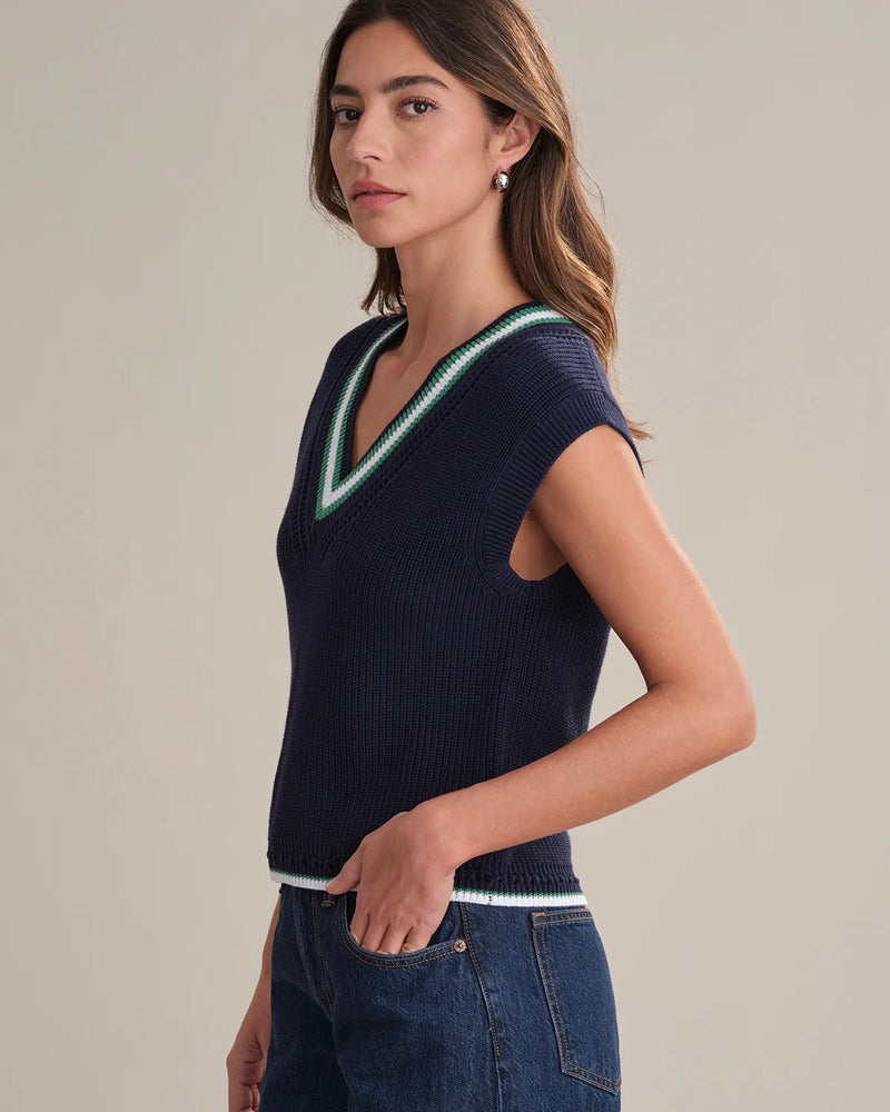 525 Wendy Varsity Crochet V Neck Vest