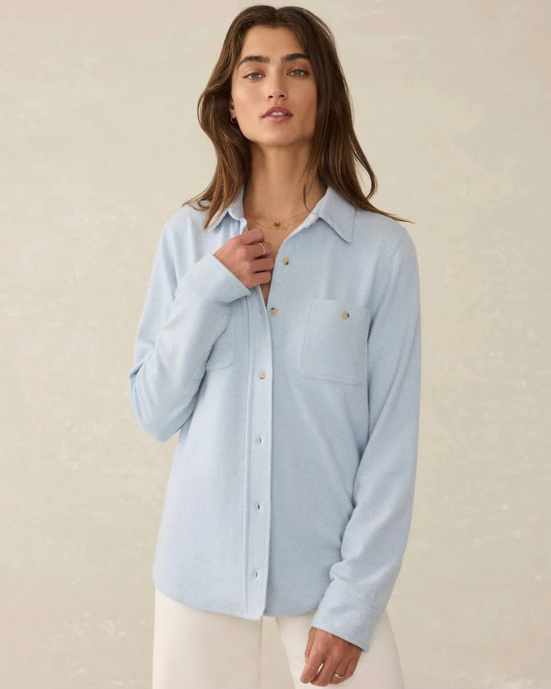 Faherty W Legend Sweater Shirt in Ice Blue Twill