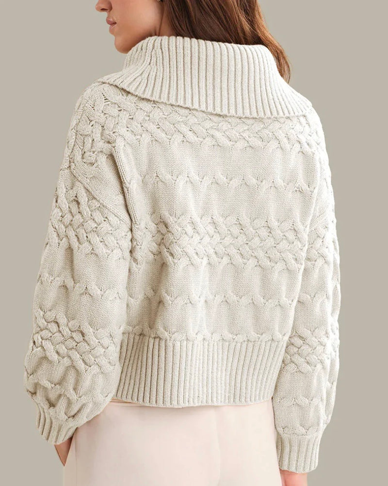 525 Maureen Mixed Cable Cowl Neck Pullover