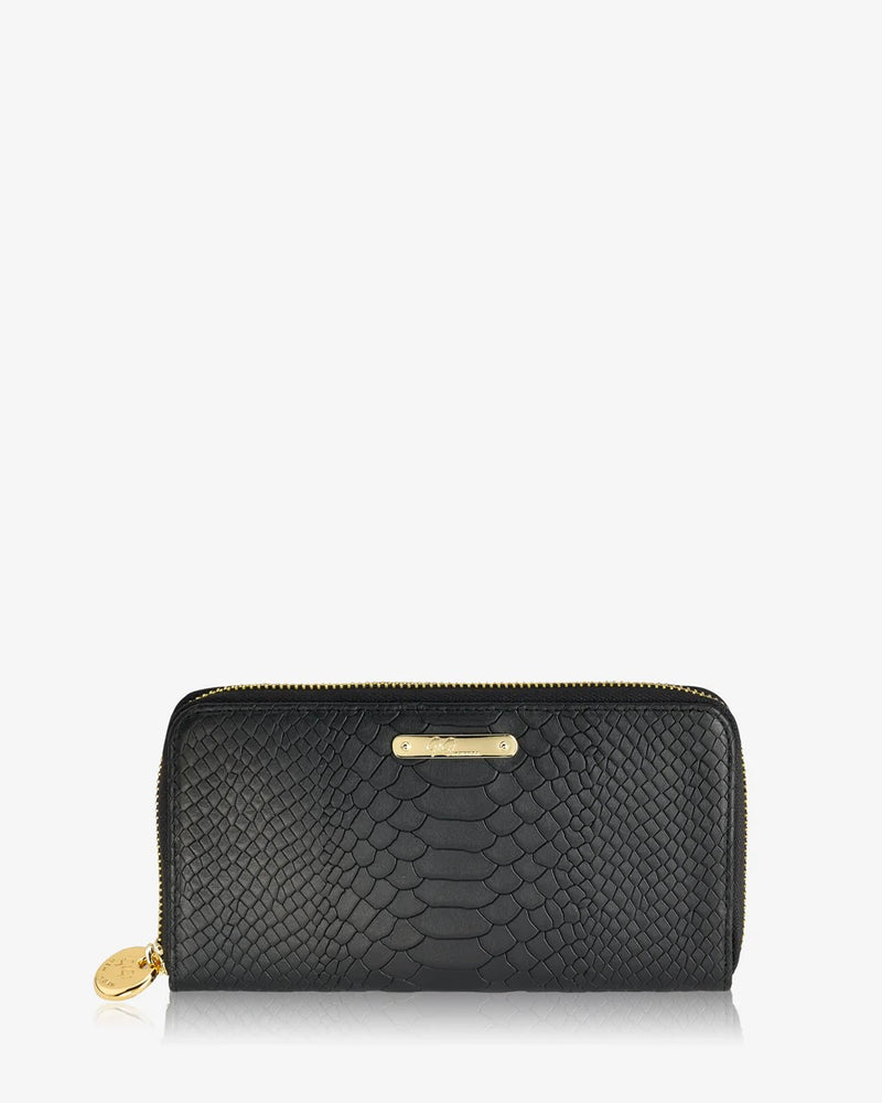 Gigi Python Embossed Large Zippered Wallet