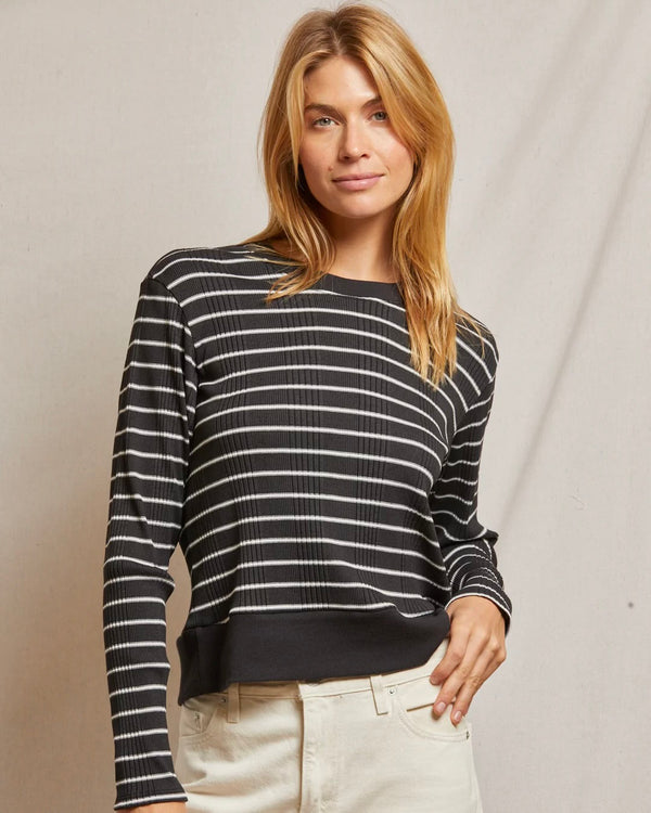 PWT Stef Rib Striped Long Sleeve Boxy Tee