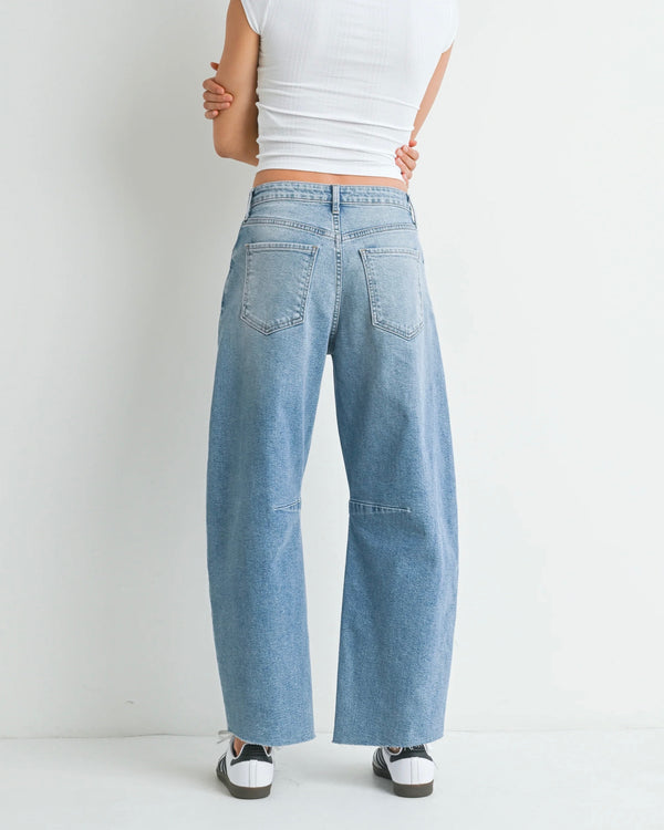 Just Black Denim Barrel Jean with Seams