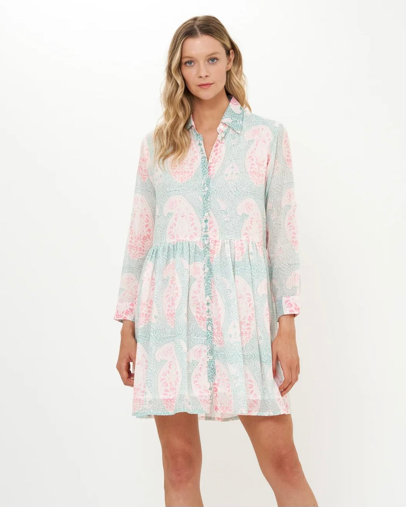 oliphant long sleeve dress Oliphant Raton Pink V-Neck Puffed Sleeve Maxi Dress Raton Pink / M
