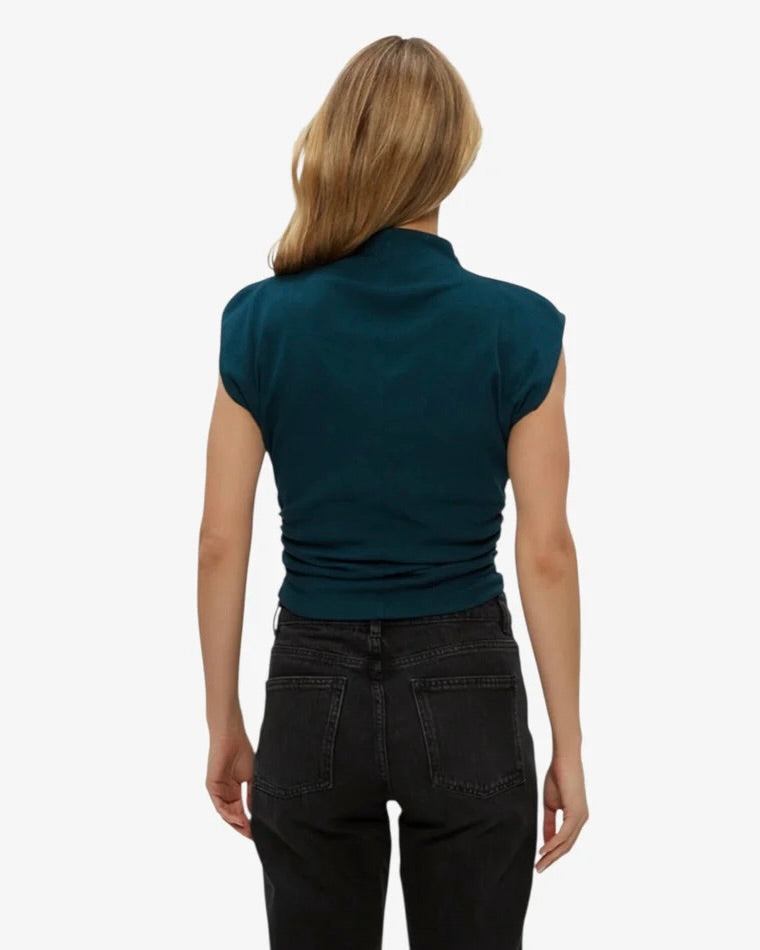 Michael Stars Amara Mock Neck Powershoulder Top