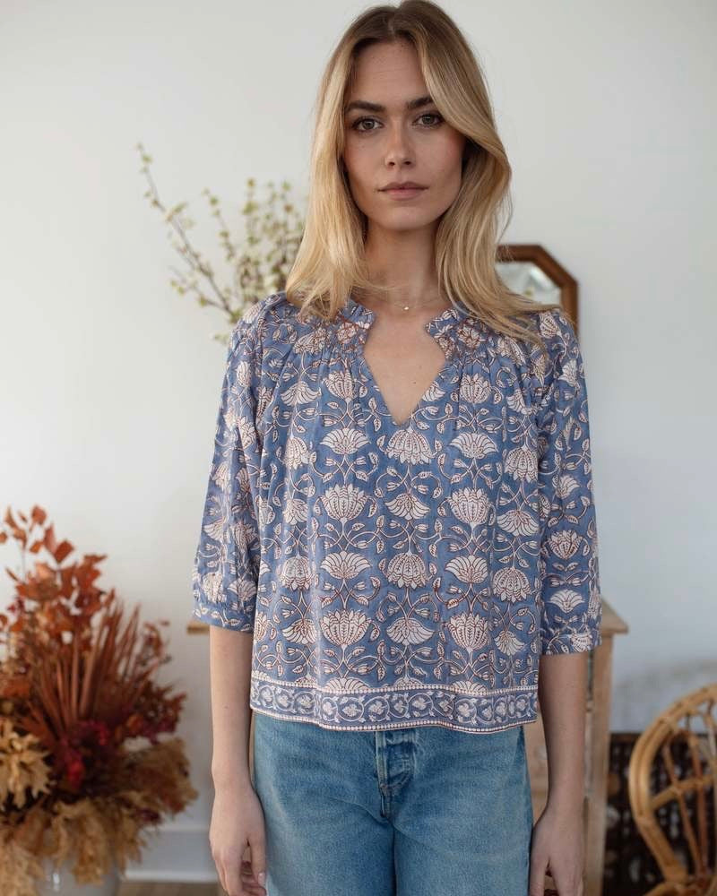 Marea Cordelia Top in Blue Indigo Lotus