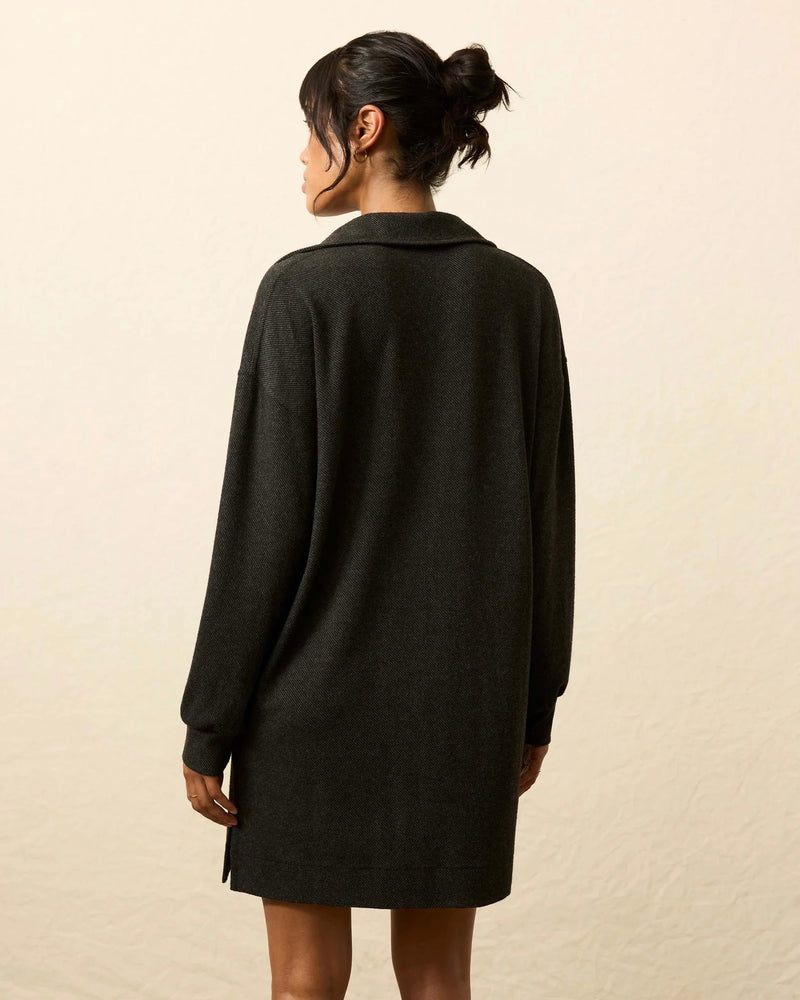 Faherty Legend Sweater Hudson Dress in Heathered Black Twill