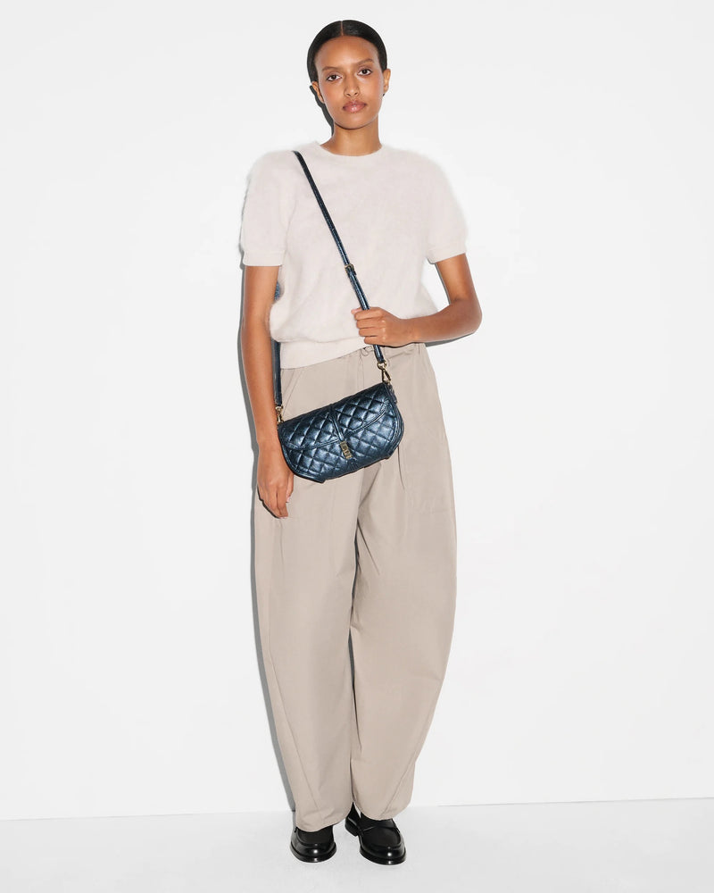 MZ Wallace Small Astor Convertible Clutch - Midnight Metallic Leather