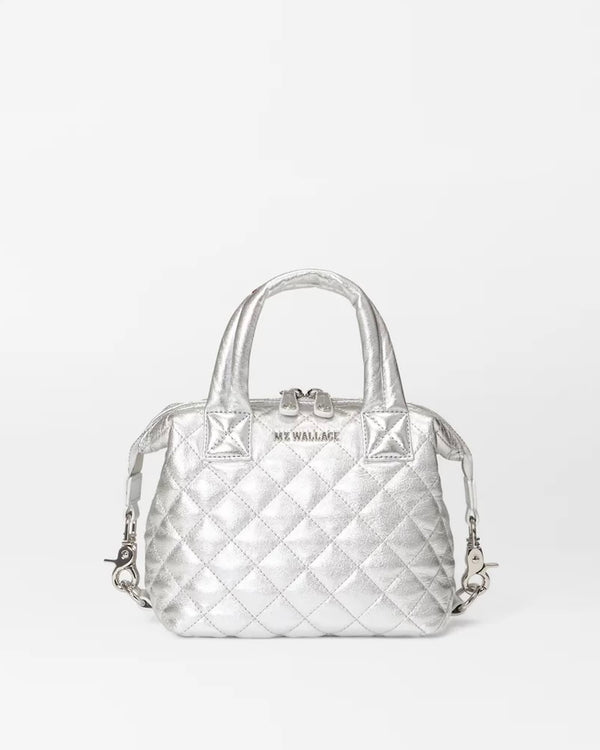 MZ Wallace Silver Metallic Leather Micro Sutton