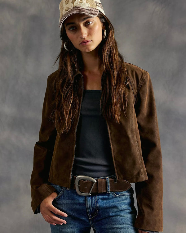 Free People River Vegan Jacket in Double Espresso