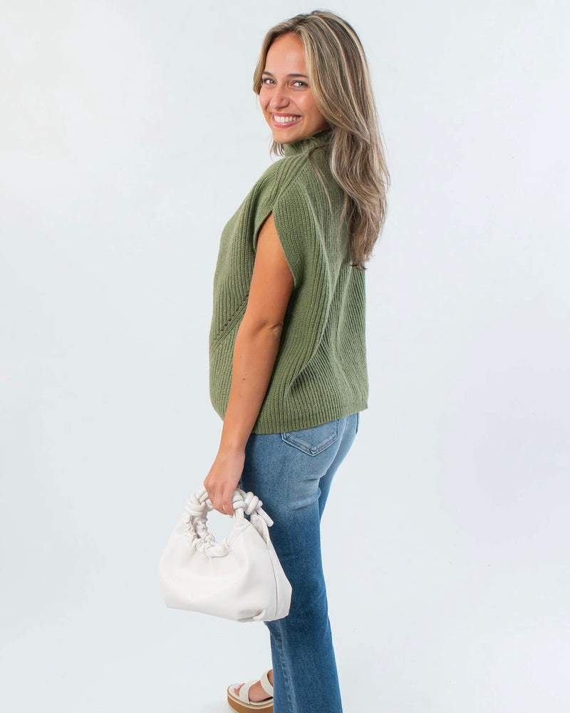 THML Sleeveless Mock Neck Knit Top