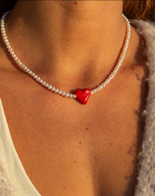 James Johnson A Heart on Pearls Necklace