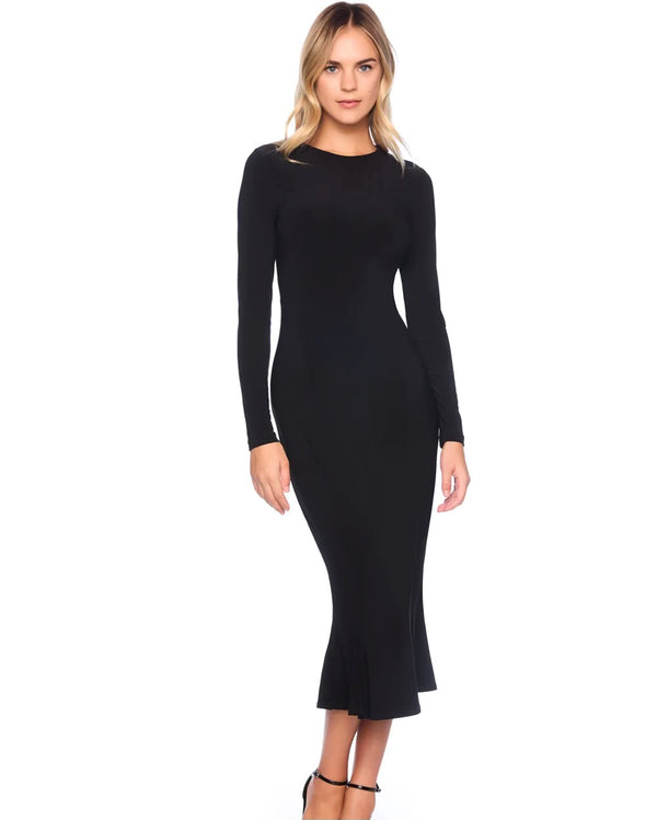 Susana Monaco Matte Jersey Trumpet Crew Dress