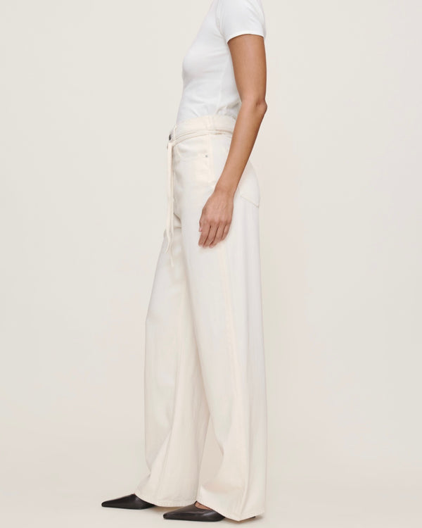 DL1961 Casie Mid Rise Relaxed Wide Leg 31" in Crema