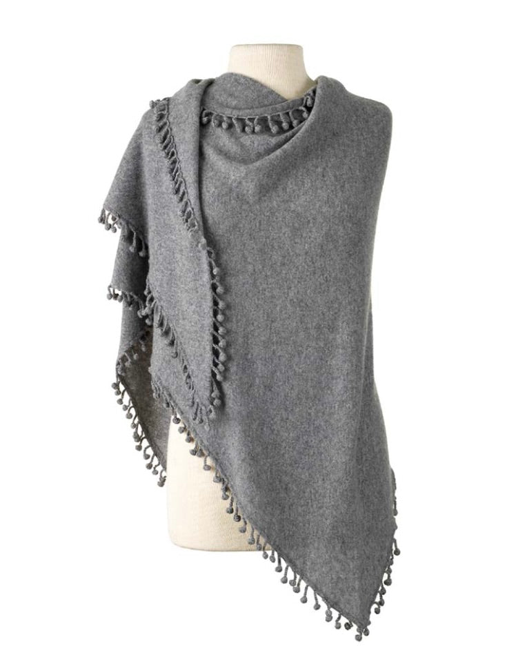 Captiva Cashmere Pom Pom Triangle Wrap