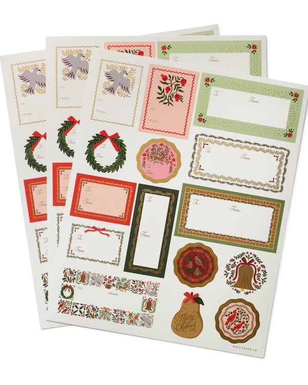 Rifle Paper Co. Pack of 3 Christmastide Stickers & Labels