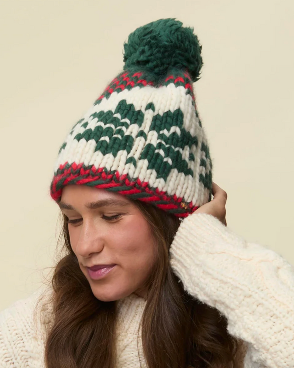 Lele Sadoughi Snowflake Beanie - Forest Crimson