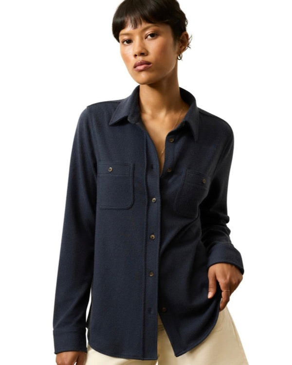Faherty Legend Sweater Shirt in Brighton Navy Twill