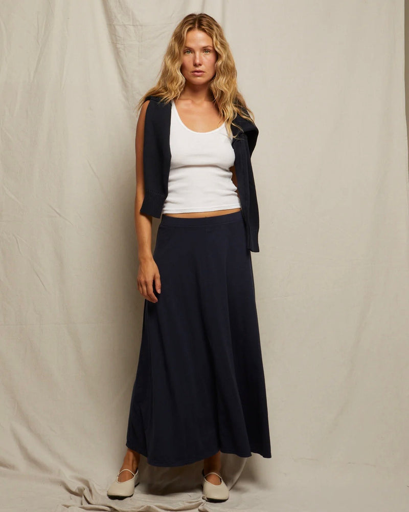 PWT Liza Slub Jersey Skirt in Navy