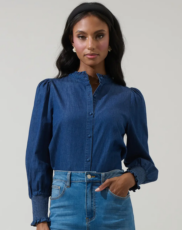 Sugarlips Haysville Denim Button Down Top