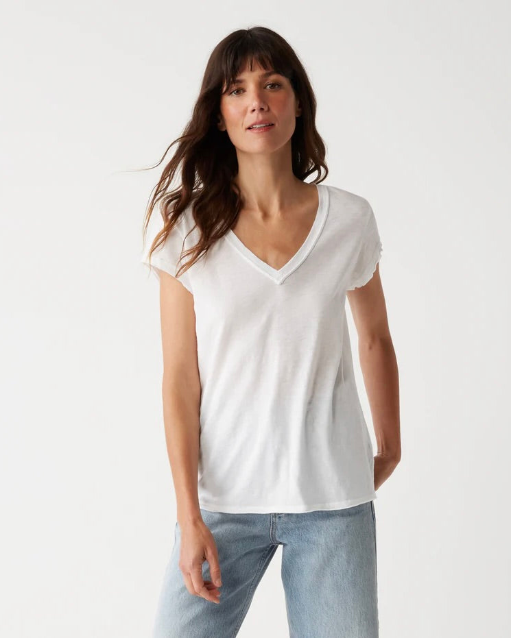 Michael Stars Baxter V-Neck Raw Edge Tee